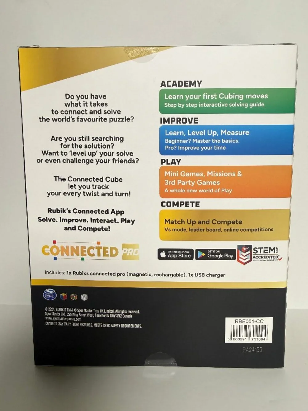 Rubik’s Connected PRO 3x3 Bluetooth Magnetic Rechargeable Cube New Sealed